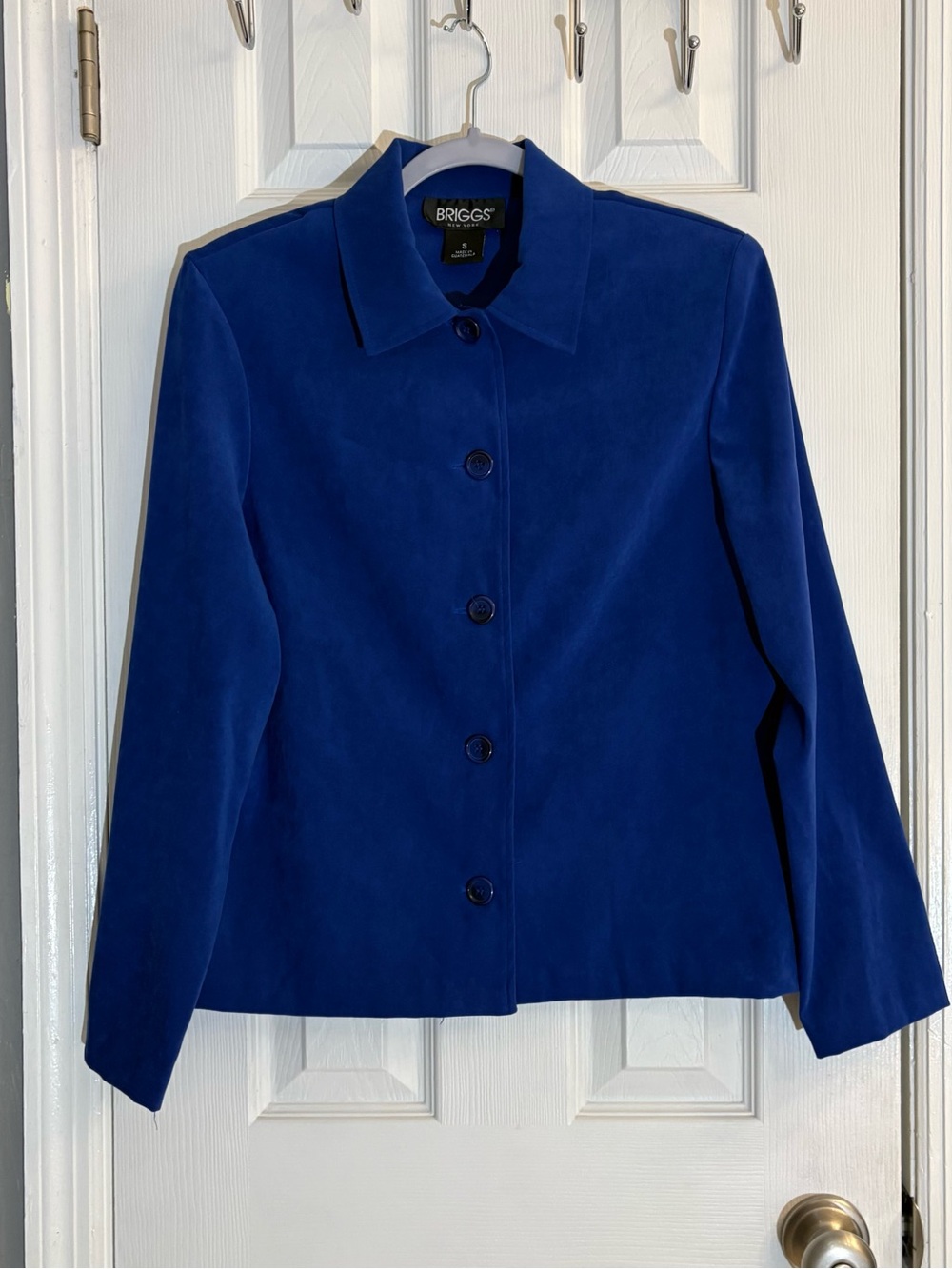 VTG Briggs New York Women’s Royal Blue Button Front Jacket Blazer Faux Suede S